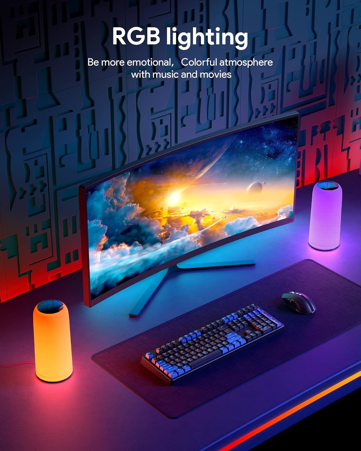 RGB Color Changing Bedside Lamp with Timer Function, Dimmable Night Light for Bedroom, Warm White with Memory Function for Living Room
