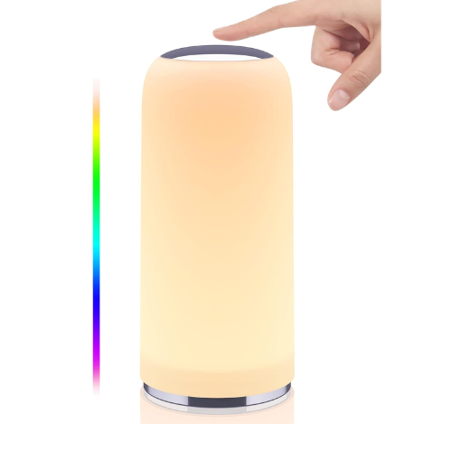 RGB Color Changing Bedside Lamp with Timer Function, Dimmable Night Light for Bedroom, Warm White with Memory Function for Living Room
