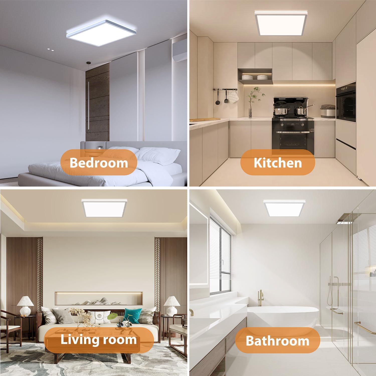 RGB LED ceiling light with remote square design