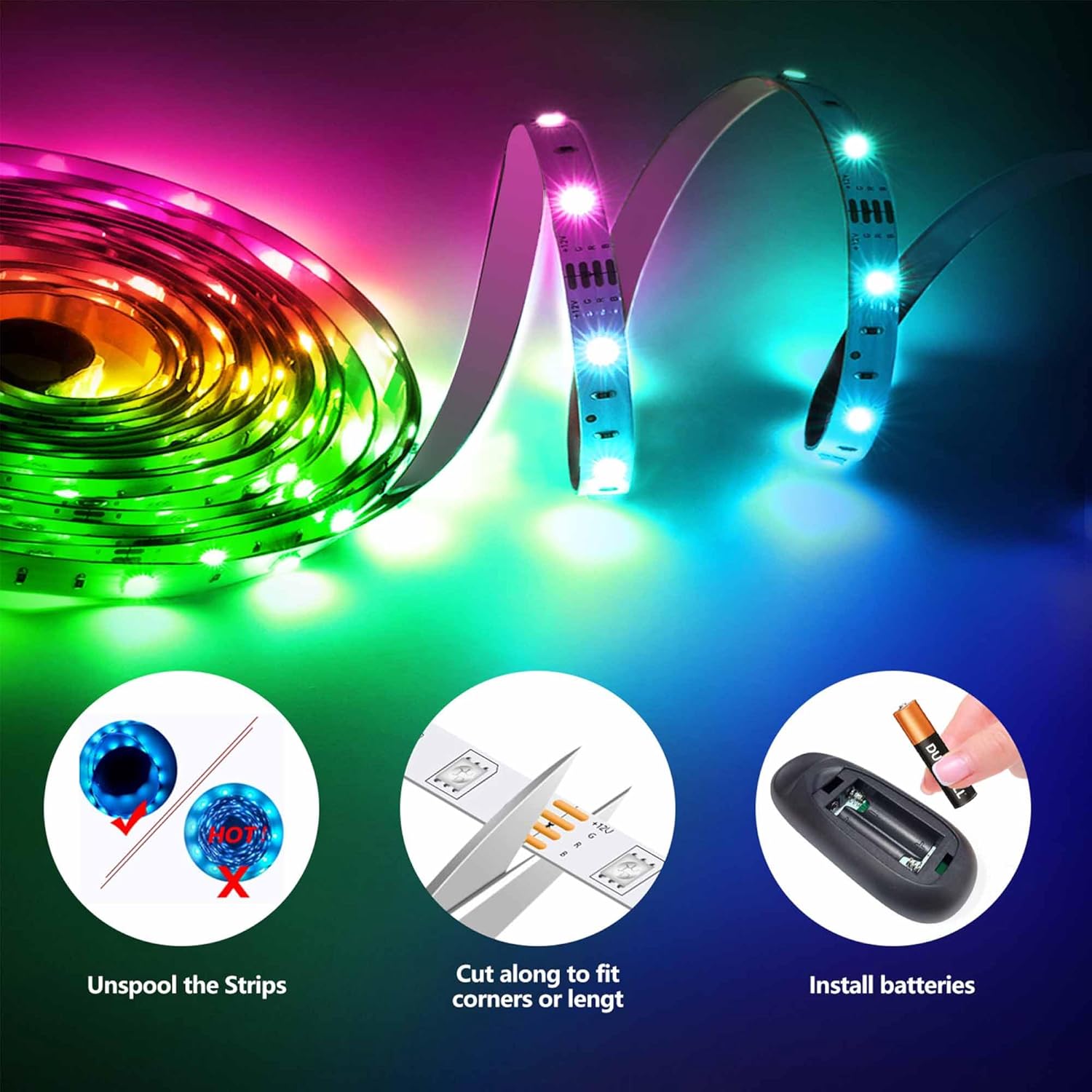 Rgb Strip Remoteapp LED Strip Lights 40M – Music Sync RGB Color Changing with Remote & App ...