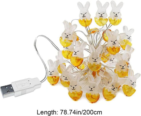 Rabbit shaped LED string lights for Easter décor
