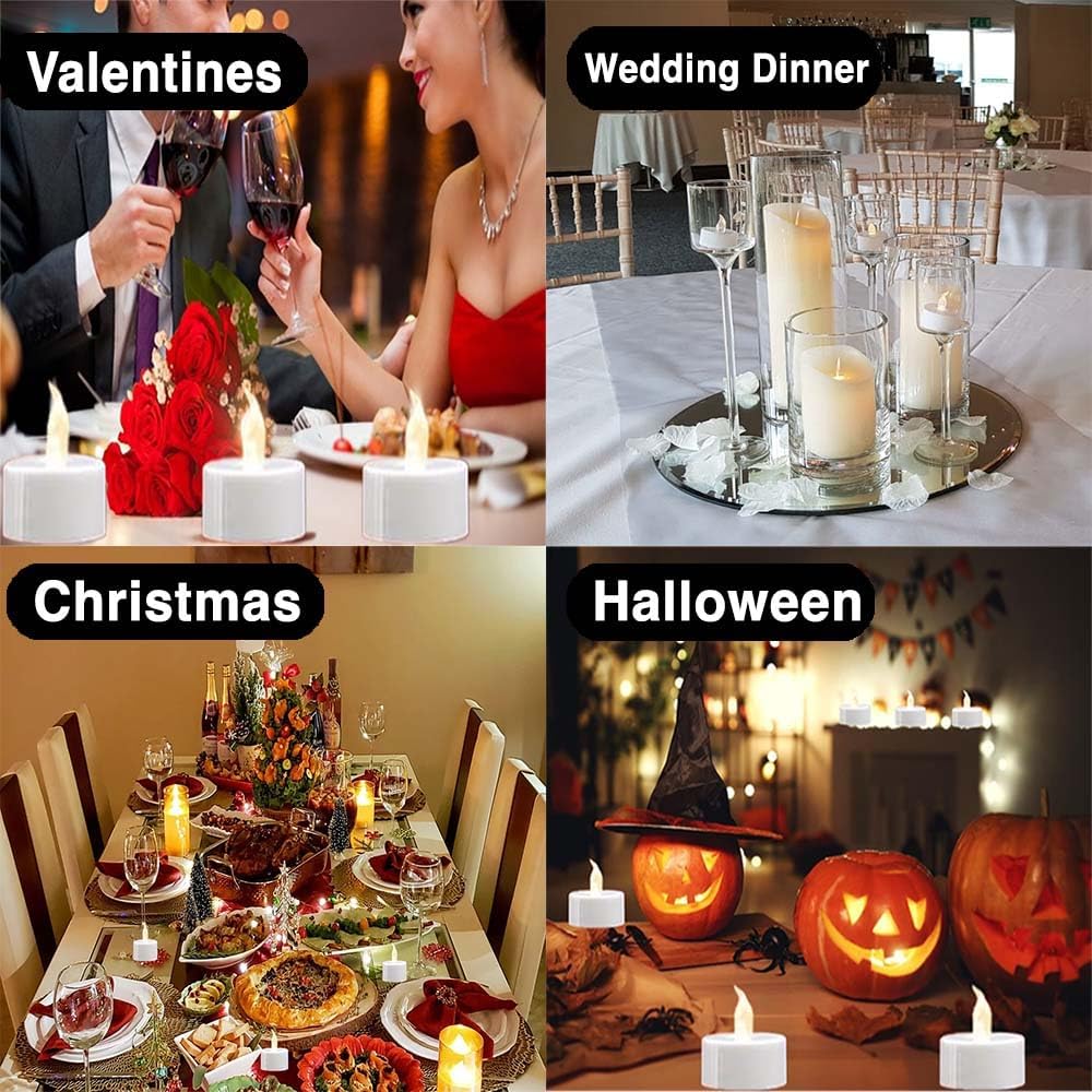 Realistic LED tea light candles with batteries included