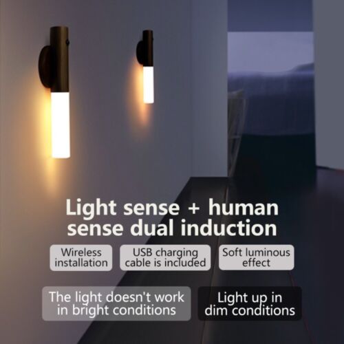 Rechargeable Motion Sensor Night Lights: 2200mAh Battery Operated Wall Sconces, Wireless Wall Lights Sconce, Magnetic Portable Hallway Light for Picture Stair Cabinet, 3000K
