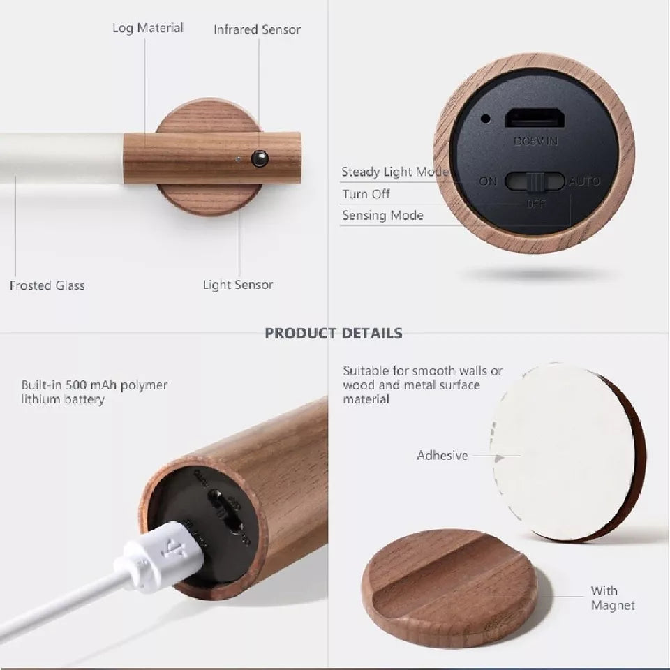 Rechargeable Motion Sensor Night Lights: 2200mAh Battery Operated Wall Sconces, Wireless Wall Lights Sconce, Magnetic Portable Hallway Light for Picture Stair Cabinet, 3000K
