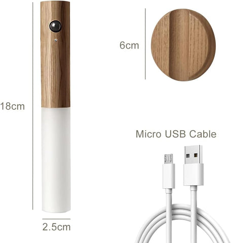 Rechargeable indoor wall light in dark wood

