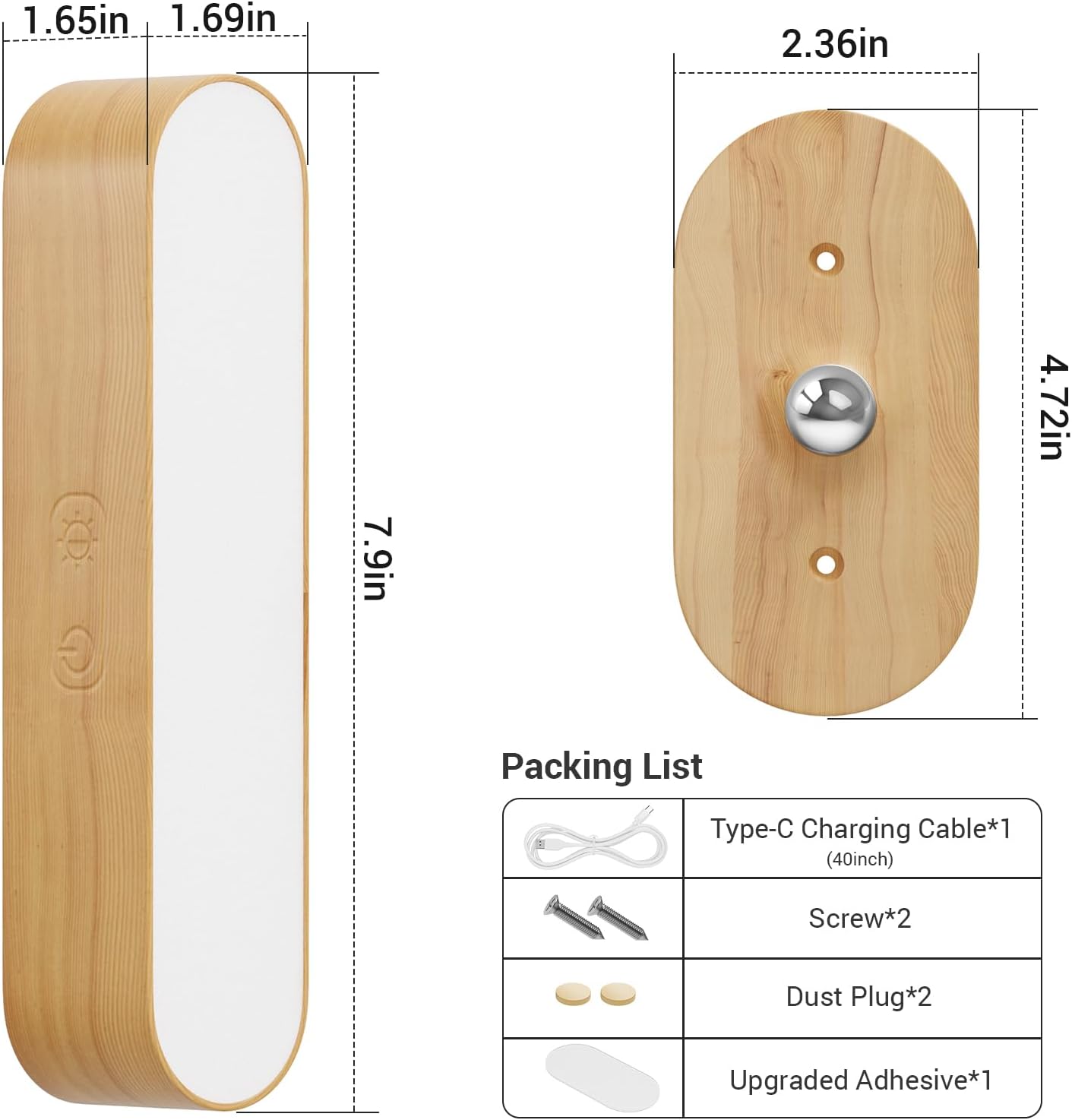 Rechargeable wireless wall light

