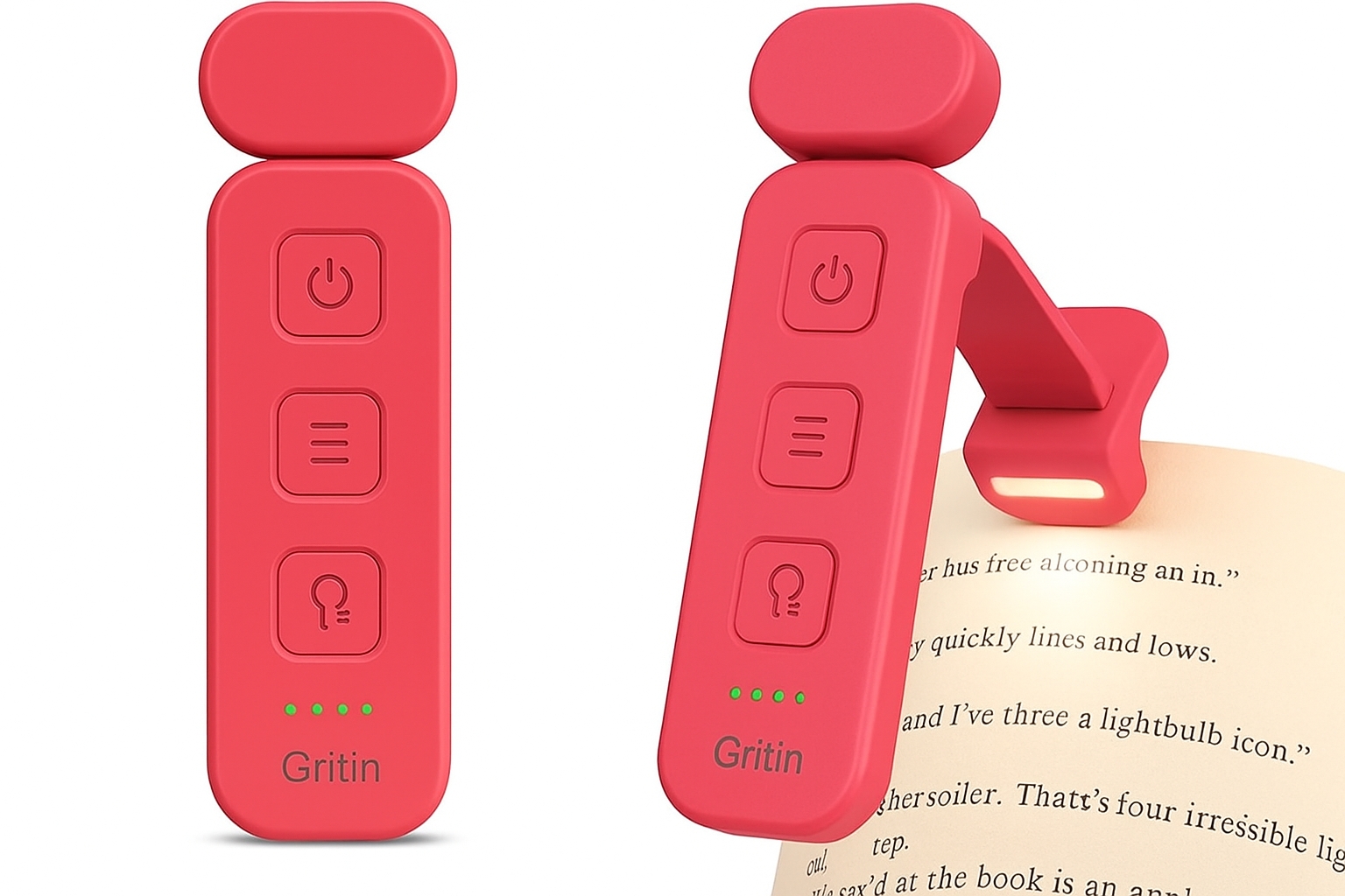Red Gritin device with buttons on a white background