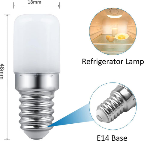 Refrigerator lamp with dimensions and E14 base illustration