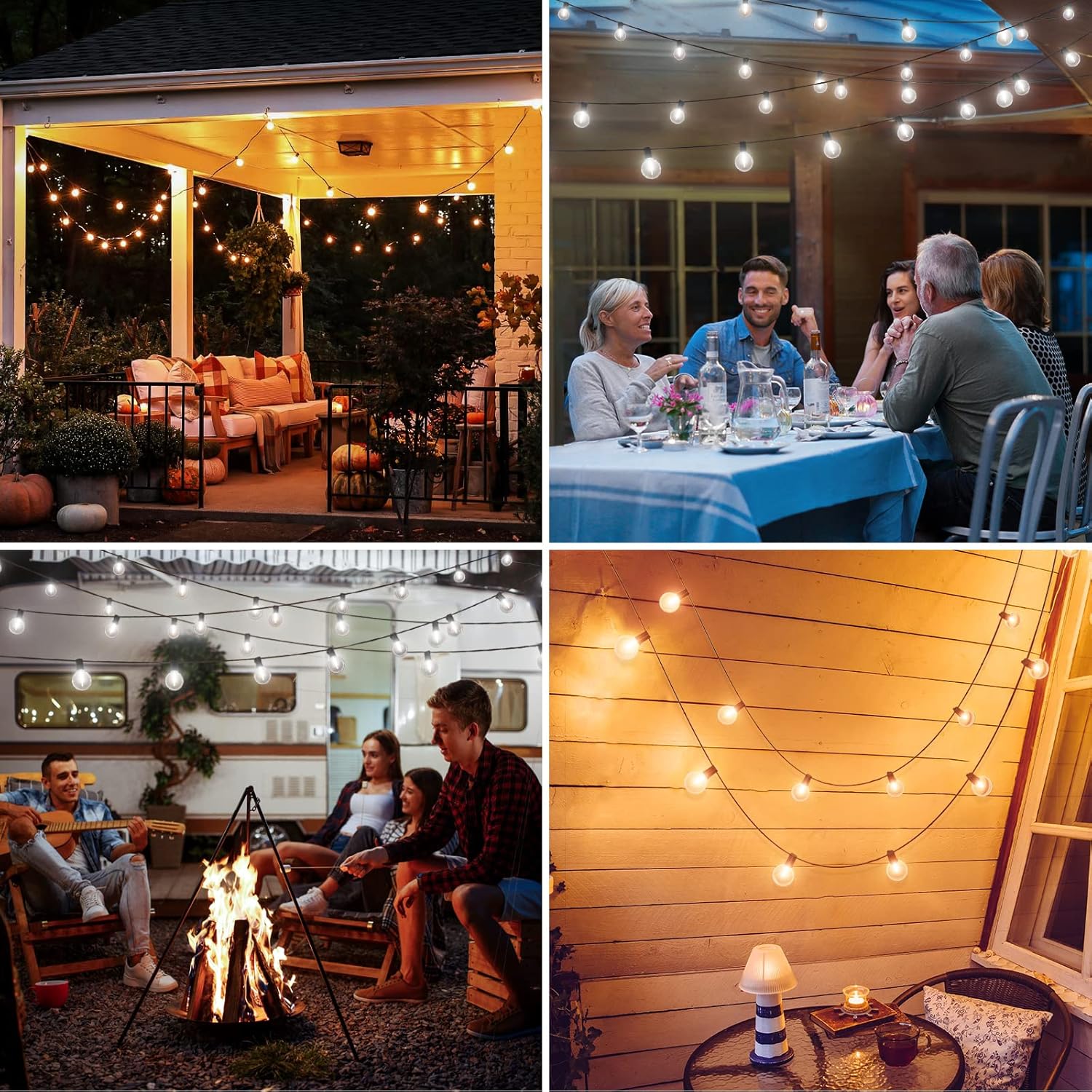  Remote Outdoor festoon party lights with G40 Bulbs 17M