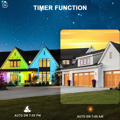 Remote controlled RGB eaves lights for house and garden illumination