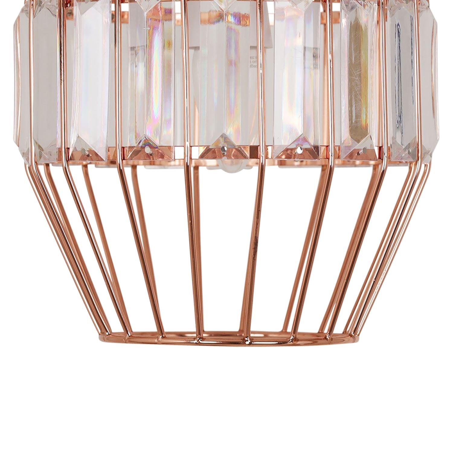 Wire cage light shade hanging in a modern kitchen

