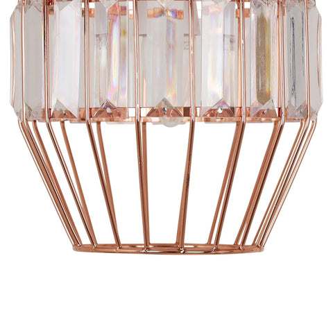 Wire cage light shade hanging in a modern kitchen

