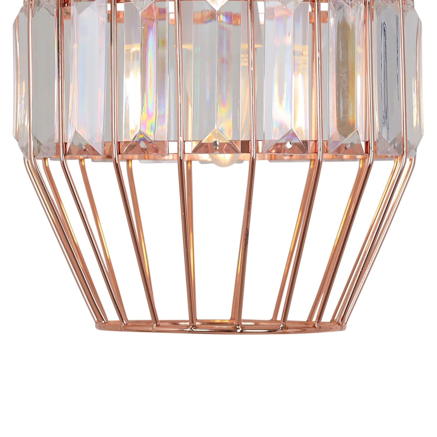 Minimalist room featuring wire lamp shade

