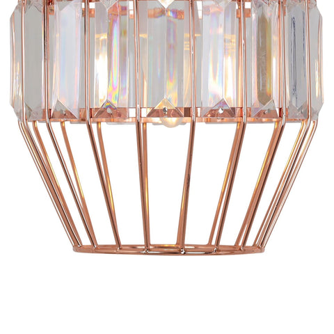 Minimalist room featuring wire lamp shade

