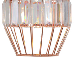 Minimalist room featuring wire lamp shade

