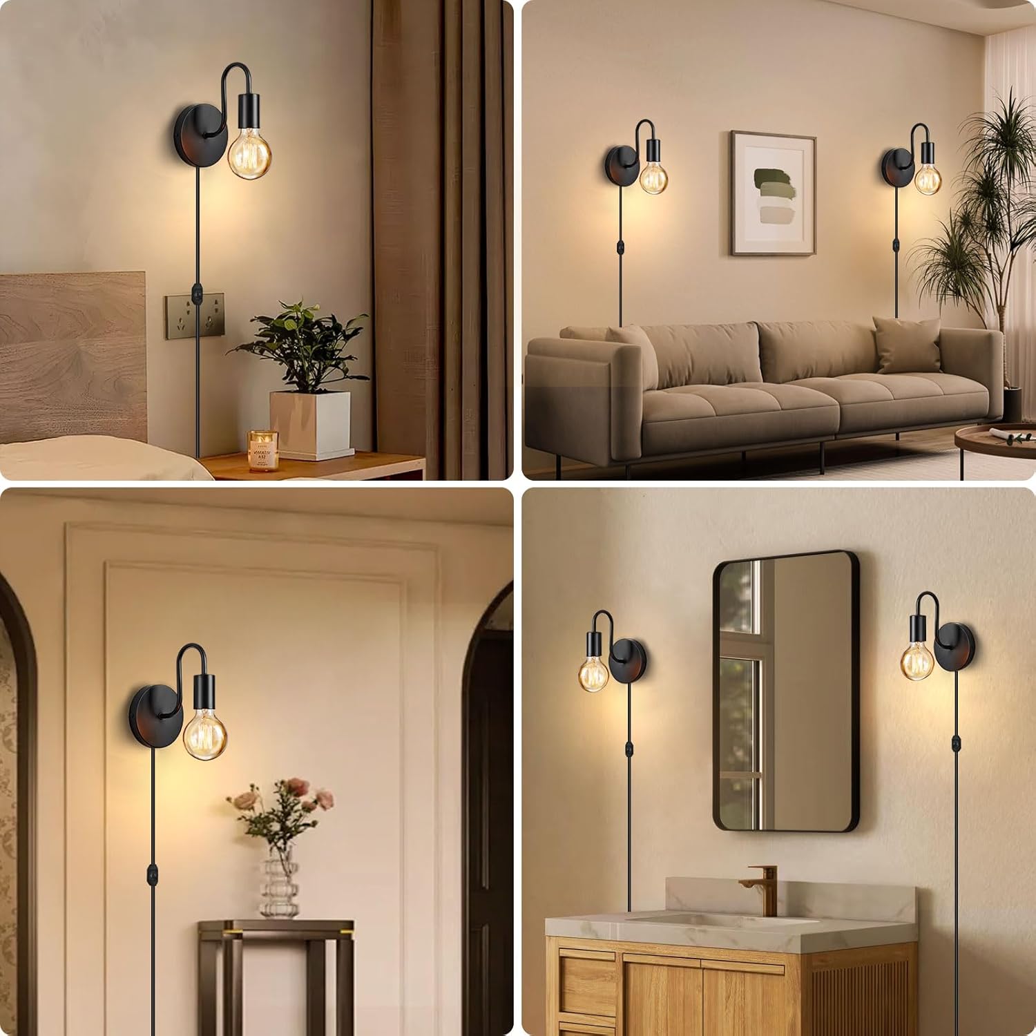 Retro iron wall light for bedrooms

