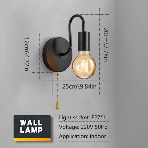 Retro wall lamp black metal

