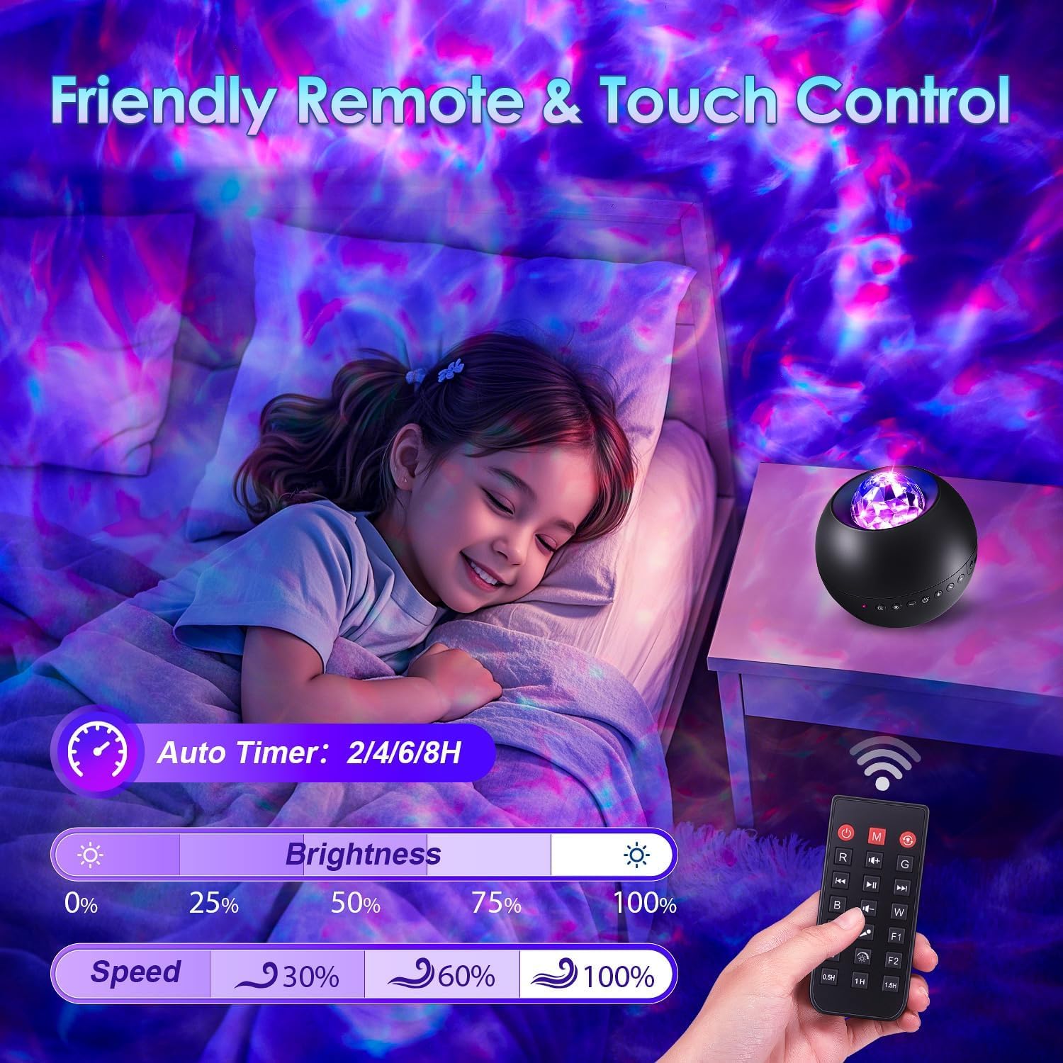 Room décor galaxy light projector with remote control and timer