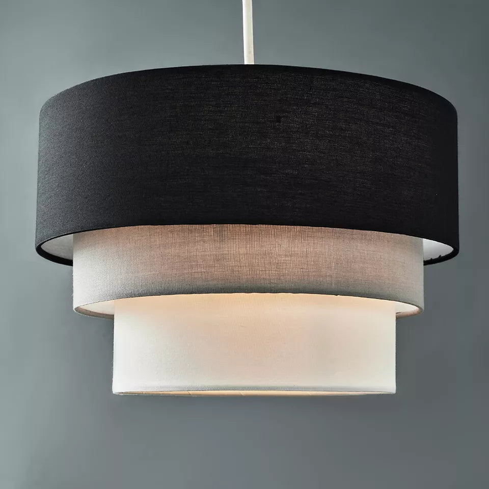 Round Modern 3 Tier Fabric Ceiling Pendant Lamp Light Shade in Felt With Included Bulb
