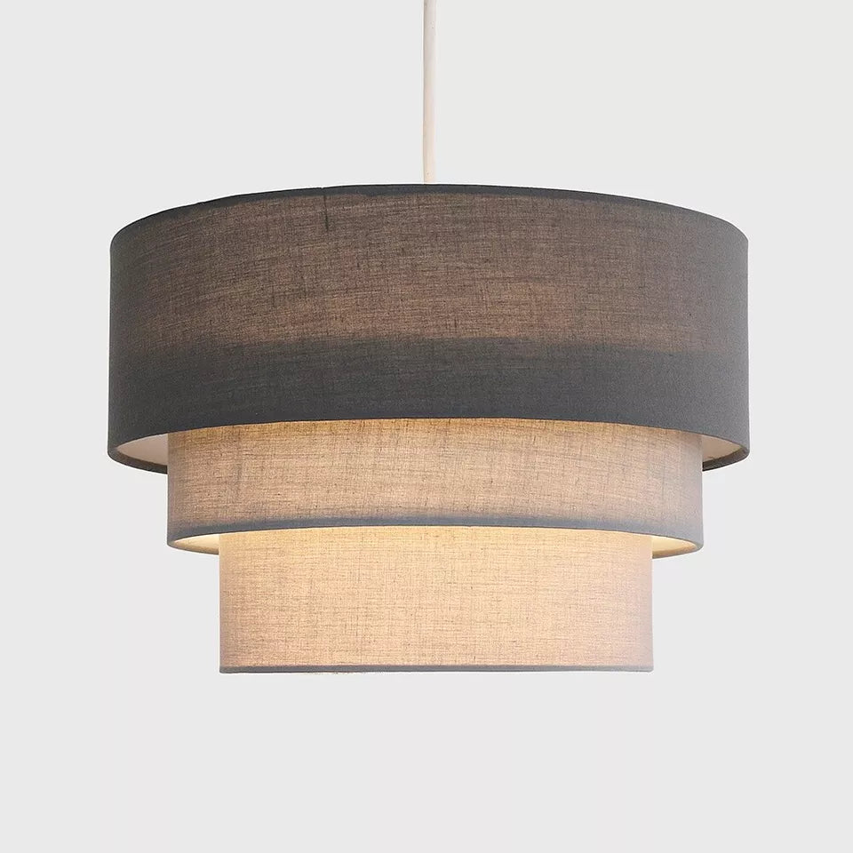 Round Modern 3 Tier Fabric Ceiling Pendant Lamp Light Shade in Felt With Included Bulb
