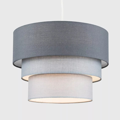 Ceiling mounted modern fabric light shade in grey

