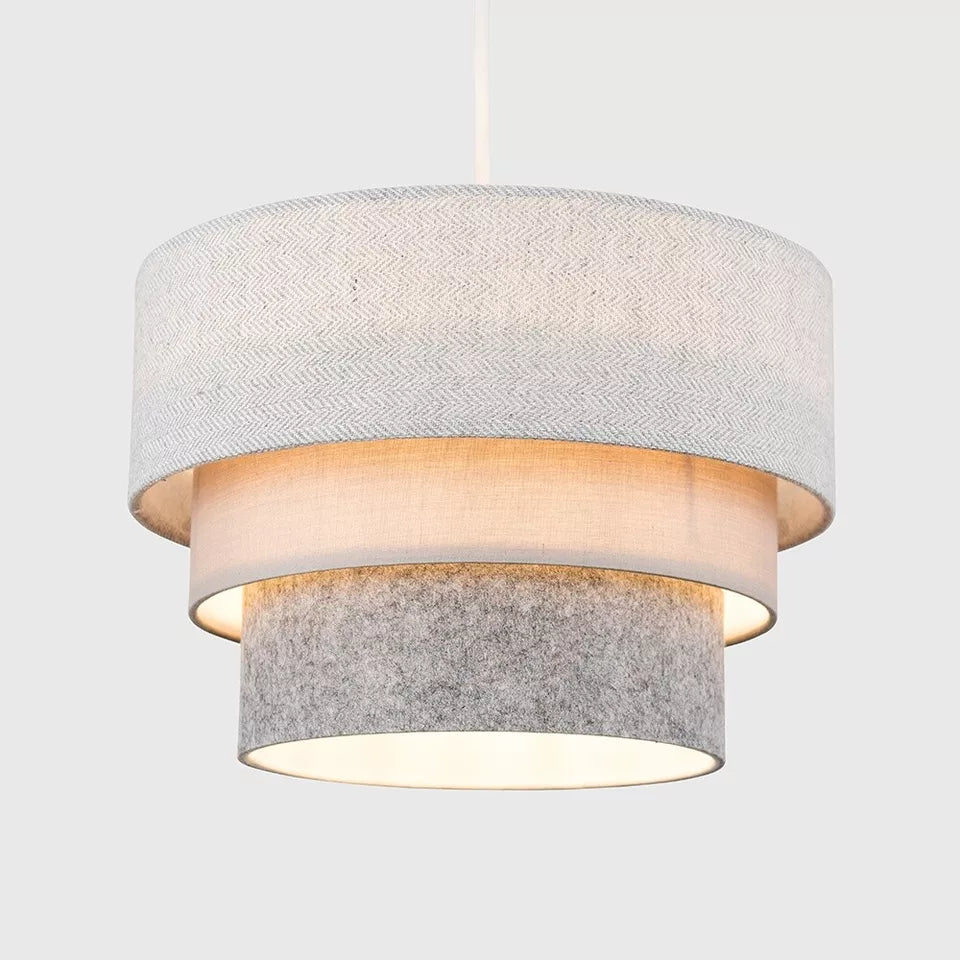 Round Modern 3 Tier Fabric Ceiling Pendant Lamp Light Shade in Felt With Included Bulb
