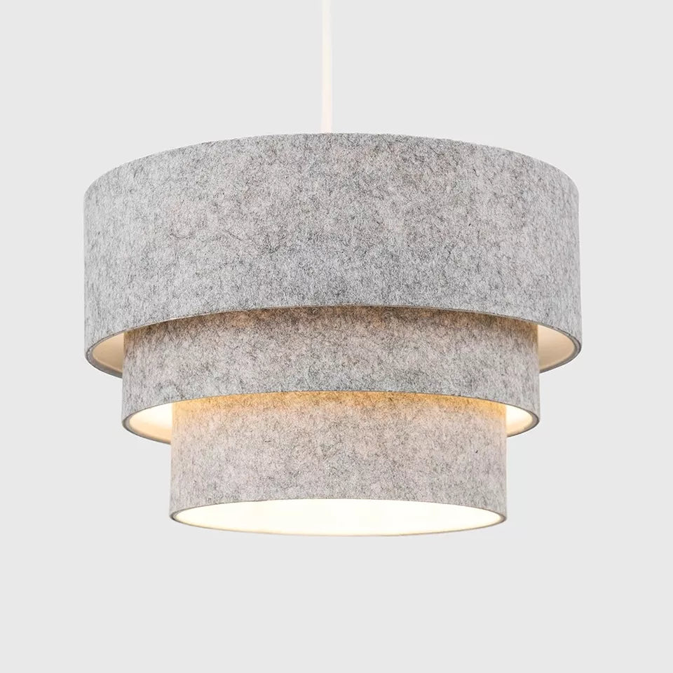 Round Modern 3 Tier Fabric Ceiling Pendant Lamp Light Shade in Felt With Included Bulb
