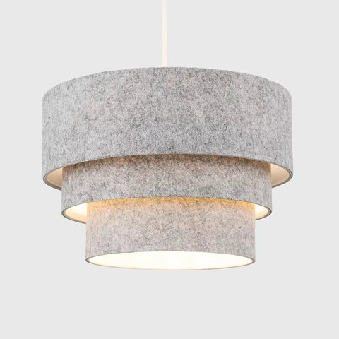 Round Modern 3 Tier Fabric Ceiling Pendant Lamp Light Shade in Felt With Included Bulb

