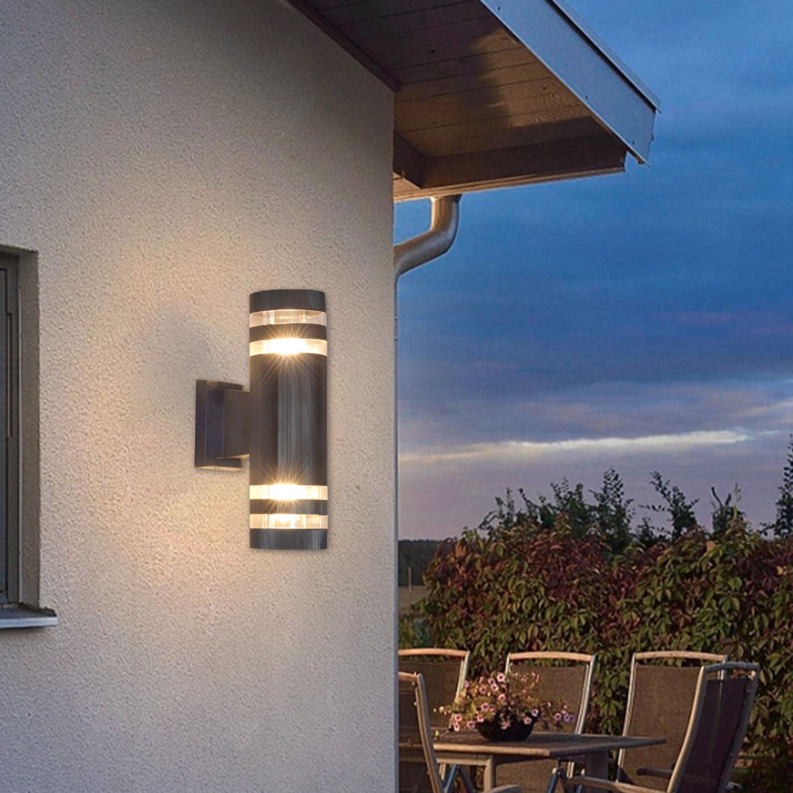 Round Shape LED Up Down Wall Light, Waterproof Outdoor Garden Sconce, E27 Base