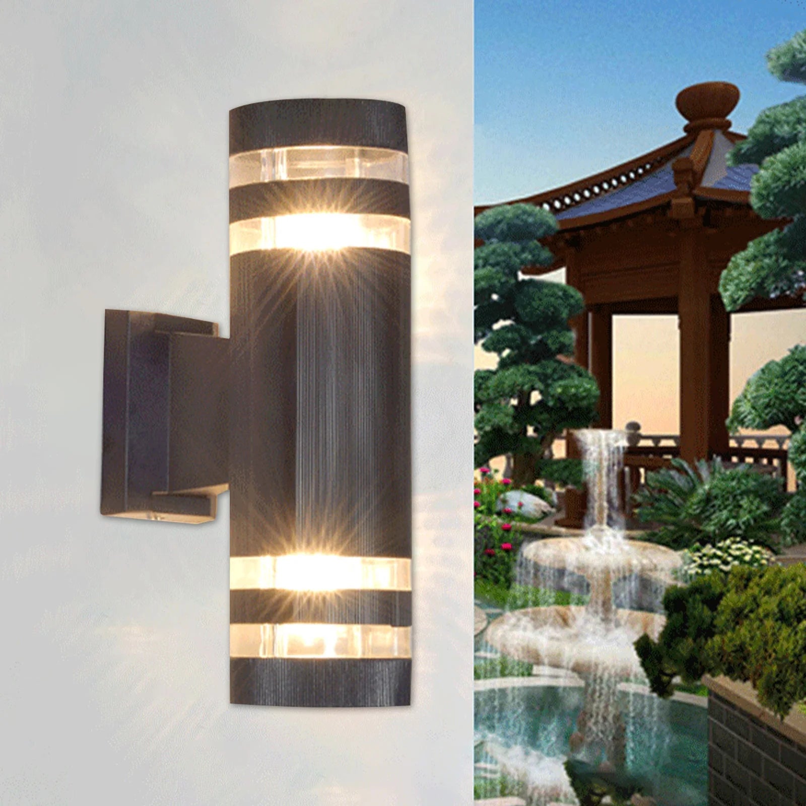 Round Shape LED Up Down Wall Light, Waterproof Outdoor Garden Sconce, E27 Base