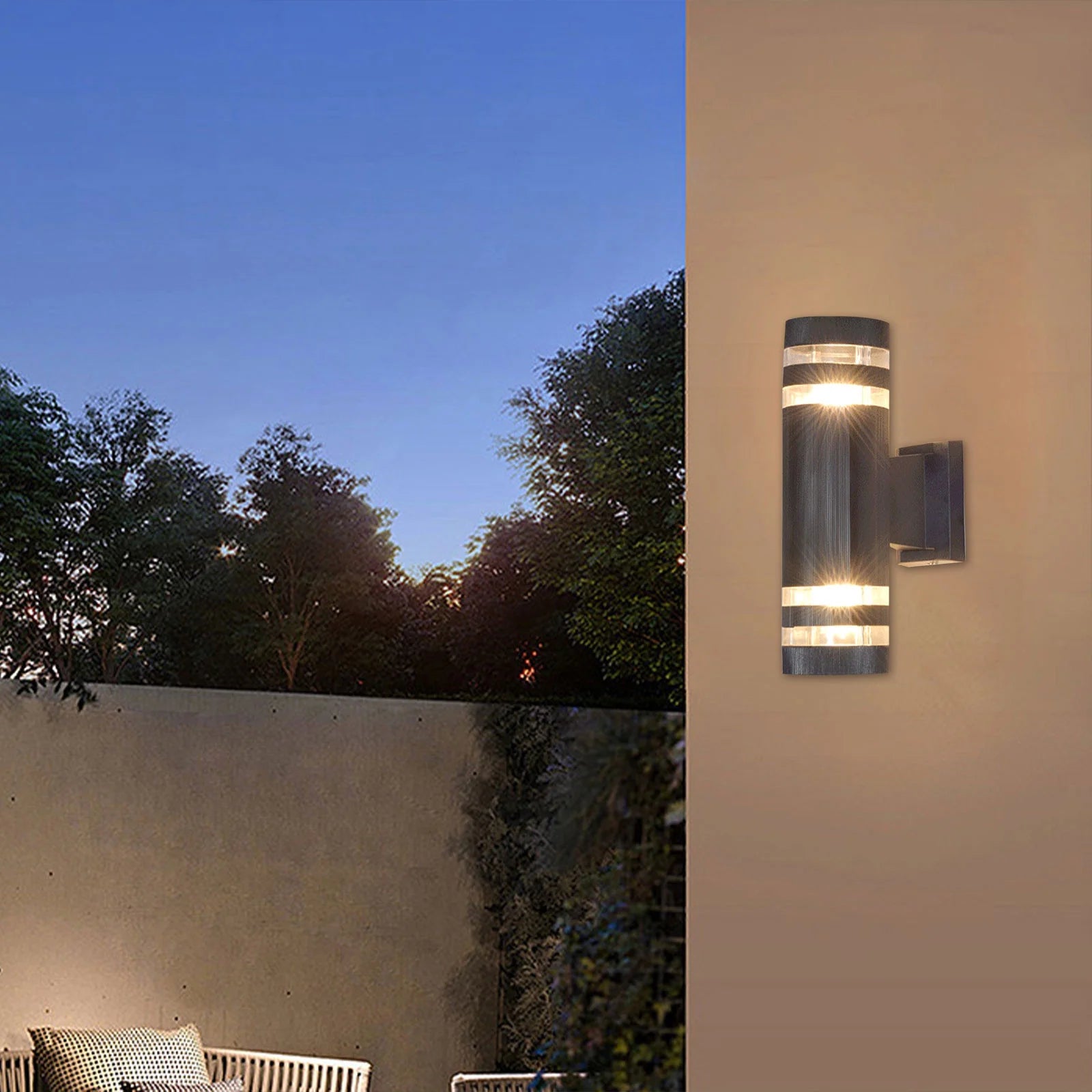 Round Shape LED Up Down Wall Light, Waterproof Outdoor Garden Sconce, E27 Base