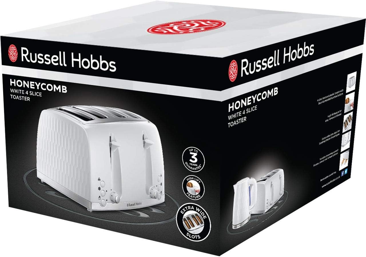 Russell Hobbs Honeycomb toaster packaging on a white background