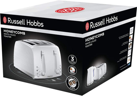 Russell Hobbs Honeycomb toaster packaging on a white background