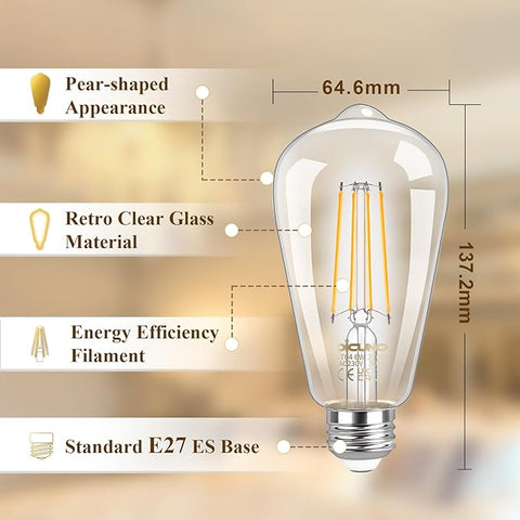 Vintage Filament Clear ST64 LED Bulb