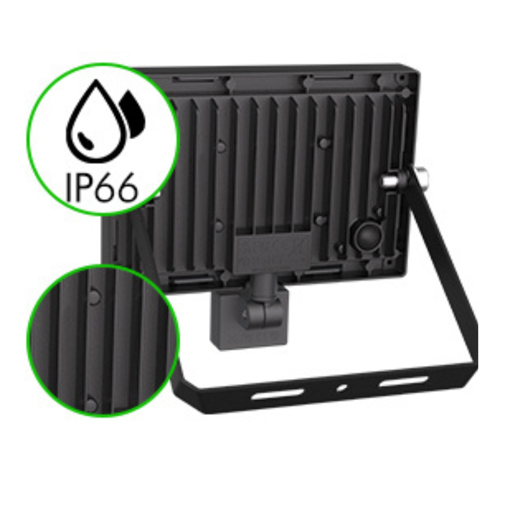Waterproof seal on the Alpha Lights floodlight ensuring durability


