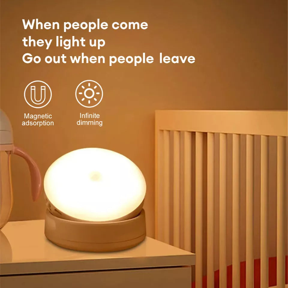 Sensor Led Lights, USB Rechargeable Night Light , Smart Motion Sensor Light with Removable Magnetic Base,Portable Mobile Light with Auto/On/Off Modes, for Cabinet Bedroom Hallway Stairs,Warm White
