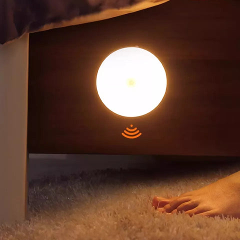 Close-up of USB rechargeable LED night light with magnetic base

