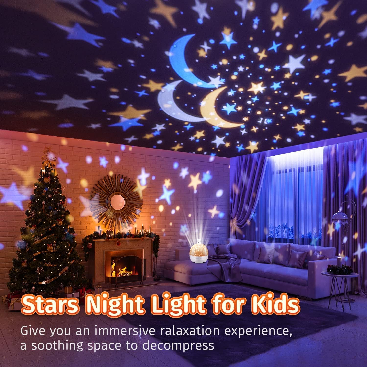 Sensory lighting star projector for babies and toddlers
