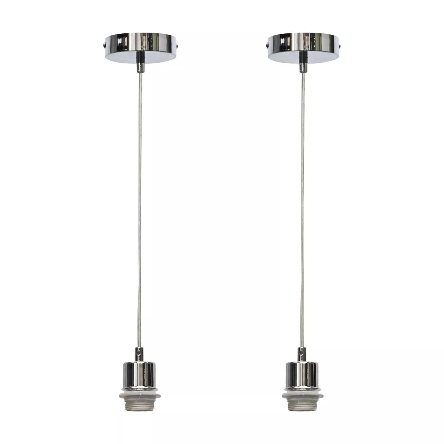 E27 chrome pendant lampholder with cable
