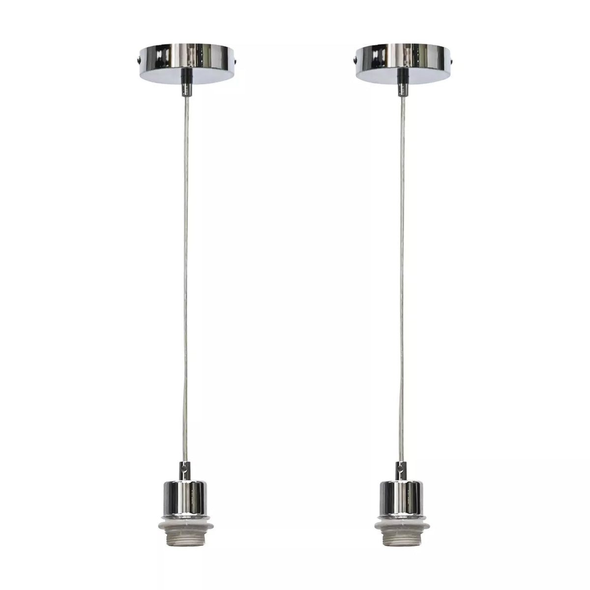 E27 chrome pendant lampholder with cable
