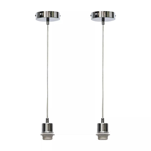 E27 chrome pendant lampholder with cable
