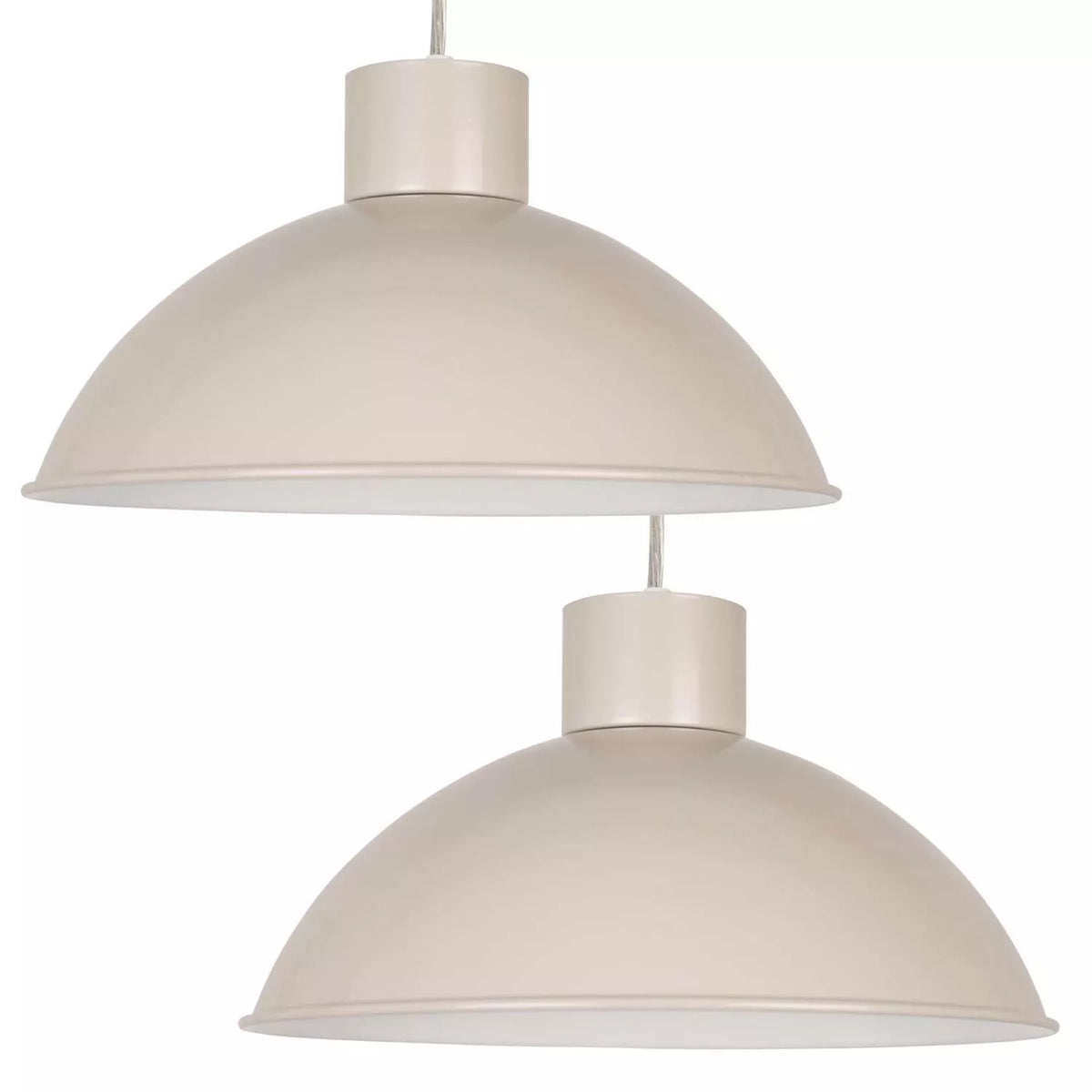 Set of 2 taupe metal dome pendant shades

