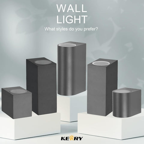 Set of wall lights with a gray and white color scheme on a light gray background, featuring the brand 'Kerry'.