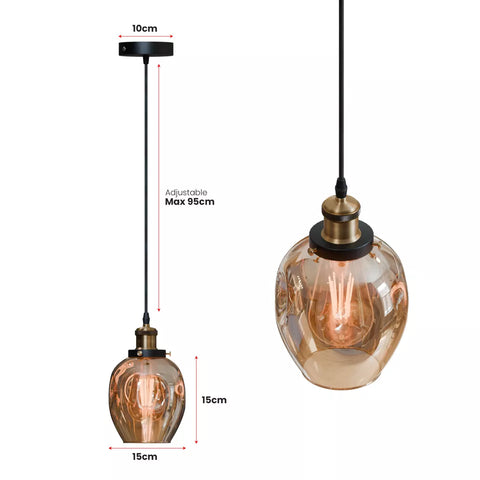 Side View of 3-Way Hanging Light with Bulbs


