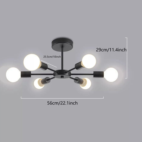 Six bulb ceiling light for bright illumination
