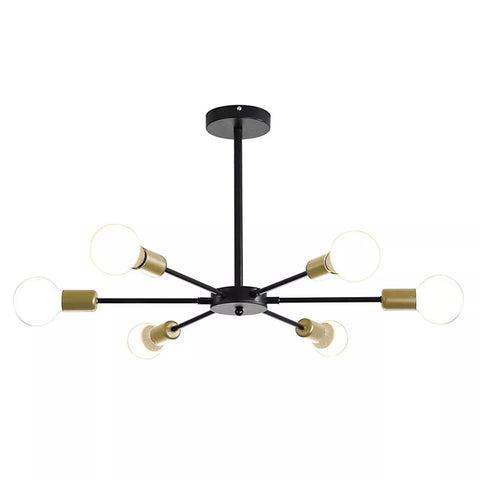 Metal semi flush ceiling fixture with black finish

