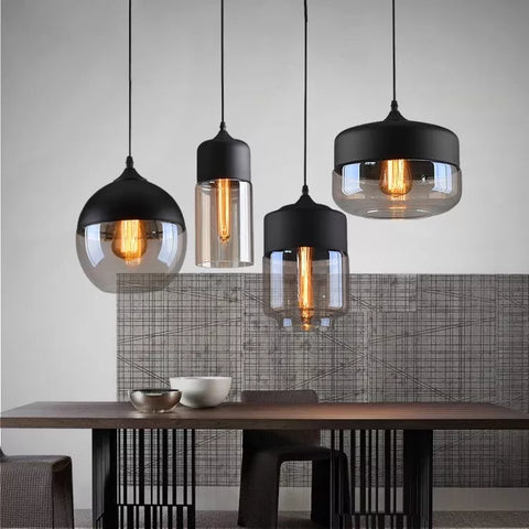 Metal and glass hanging light for classic interiors
