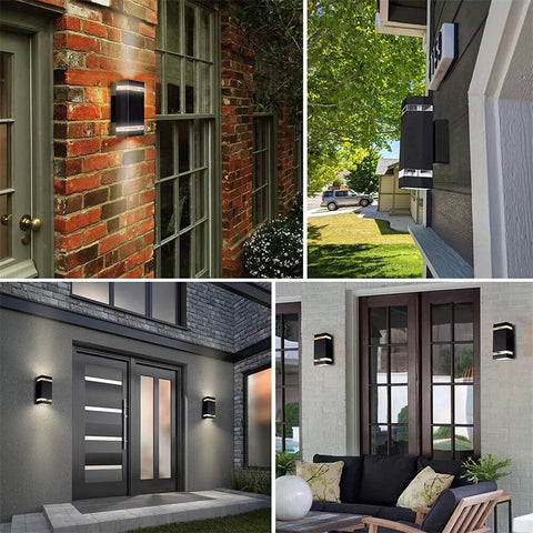 Up & Down LED Wall Light illuminating a porch and front door area

