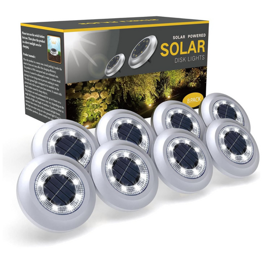 Solar Lights Outdoor Garden, Solar Ground Lights, Disk Lights Decking Lights Solar Powered for Lawn Pathway Yard Landscape Walkway