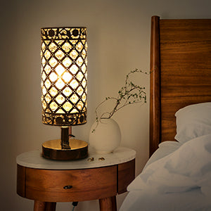 Silver Crystal Bedside Table Lamp - Modern E27 Nightstand Light for Bedroom, Living Room, Guest Room, and Dresser Décor